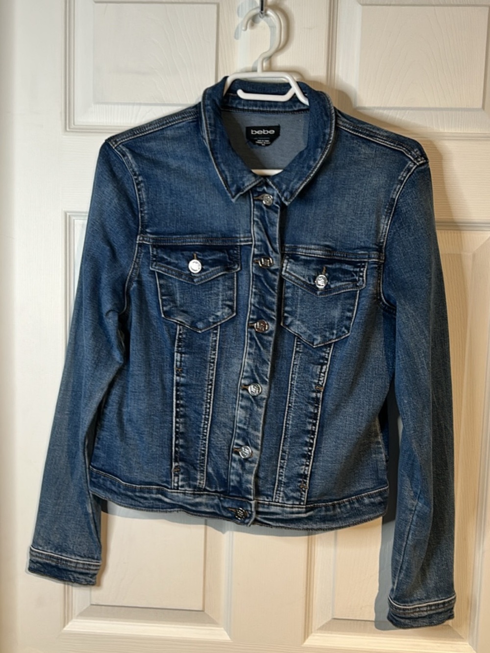 bebe Dark Blue Denim Jacket with Chest Pockets